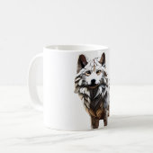 Design der niedlichen White Wolf Mosaik-Tasse Kaffeetasse (Vorderseite Links)