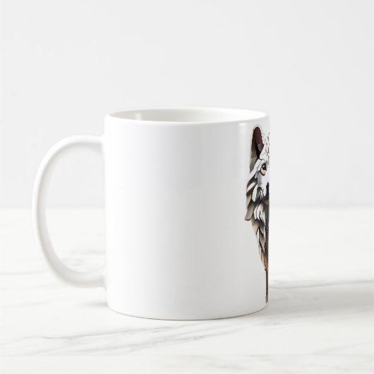 Design der niedlichen White Wolf Mosaik-Tasse Kaffeetasse (Links)
