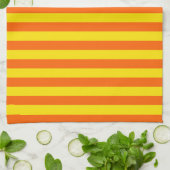 Design der orangen und gelben Streifen Geschirrtuch (Gefaltet)