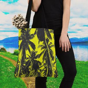 Design der Palmen in Schwarz und Gelb Tasche