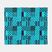 Design der Patchwork-Muster in Blau-Schwarz Fleecedecke (Vorderseite (Horizontal))