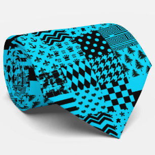 Design der Patchwork-Muster in Blau-Schwarz Krawatte