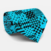 Design der Patchwork-Muster in Blau-Schwarz Krawatte (Gerollt)