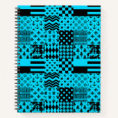 Design der Patchwork-Muster in Blau-Schwarz Notizblock (Vorderseite)