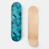 Design der Patchwork-Muster in Blau-Schwarz Skateboard (Vorderseite)