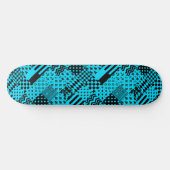 Design der Patchwork-Muster in Blau-Schwarz Skateboard (Horizontal)
