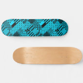 Design der Patchwork-Muster in Blau-Schwarz Skateboard (Horizontal)