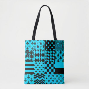 Design der Patchwork-Muster in Blau-Schwarz Tasche