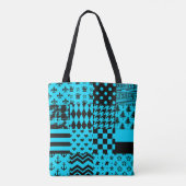 Design der Patchwork-Muster in Blau-Schwarz Tasche (Rückseite)