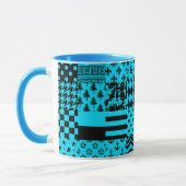 Design der Patchwork-Muster in Blau-Schwarz Tasse (Links)