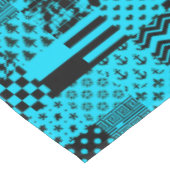 Design der Patchwork-Muster in Blau-Schwarz Tischdecke (Schrägansicht)