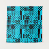 Design der Patchwork-Muster in Blau-Schwarz Wandteppich (Vorderseite (Horizontal))