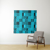 Design der Patchwork-Muster in Blau-Schwarz Wandteppich (Beispiel (Horizontal))
