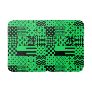 Design der Patchwork-Muster in grün schwarz Badematte