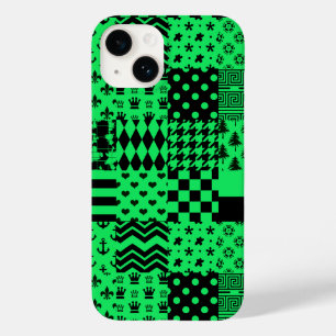 Design der Patchwork-Muster in grün schwarz Case-Mate iPhone 14 Hülle