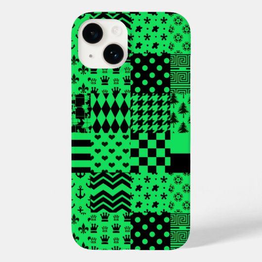 Design der Patchwork-Muster in grün schwarz Case-Mate iPhone Hülle (Rückseite)