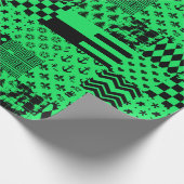 Design der Patchwork-Muster in grün schwarz Geschenkpapier (Ecke)