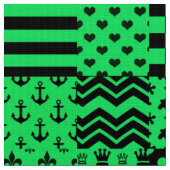 Design der Patchwork-Muster in grün schwarz Stoff (Nahaufnahme)