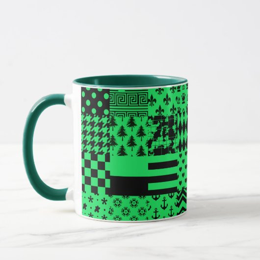 Design der Patchwork-Muster in grün schwarz Tasse (Links)