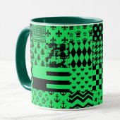 Design der Patchwork-Muster in grün schwarz Tasse