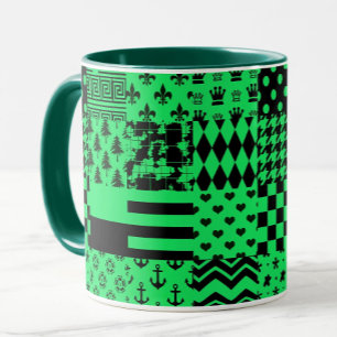 Design der Patchwork-Muster in grün schwarz Tasse