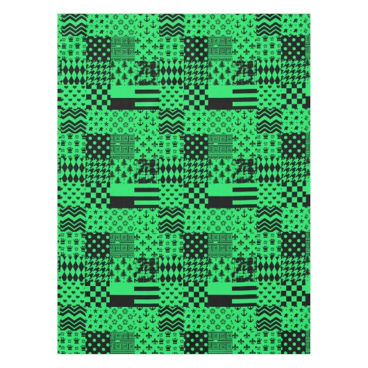 Design der Patchwork-Muster in grün schwarz Tischdecke (Vorderseite)