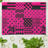 Design der Patchwork-Muster in rosa Schwarz Geschirrtuch (Gefaltet)