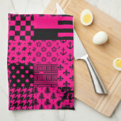Design der Patchwork-Muster in rosa Schwarz Geschirrtuch (Viertel Falte)