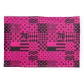 Design der Patchwork-Muster in rosa Schwarz Kissenbezug (Rückseite)