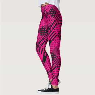 Design der Patchwork-Muster in rosa Schwarz Leggings