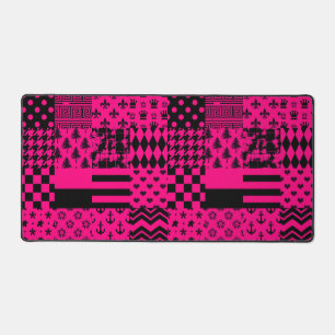 Design der Patchwork-Muster in rosa Schwarz Schreibtischunterlage