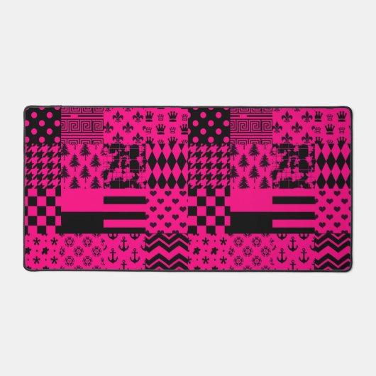 Design der Patchwork-Muster in rosa Schwarz Schreibtischunterlage (Vorderseite)