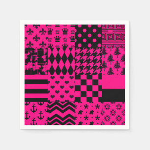Design der Patchwork-Muster in rosa Schwarz Serviette