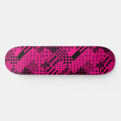 Design der Patchwork-Muster in rosa Schwarz Skateboard (Horizontal)
