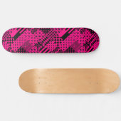 Design der Patchwork-Muster in rosa Schwarz Skateboard (Horizontal)