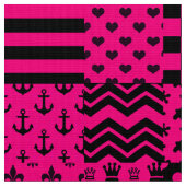 Design der Patchwork-Muster in rosa Schwarz Stoff (Nahaufnahme)