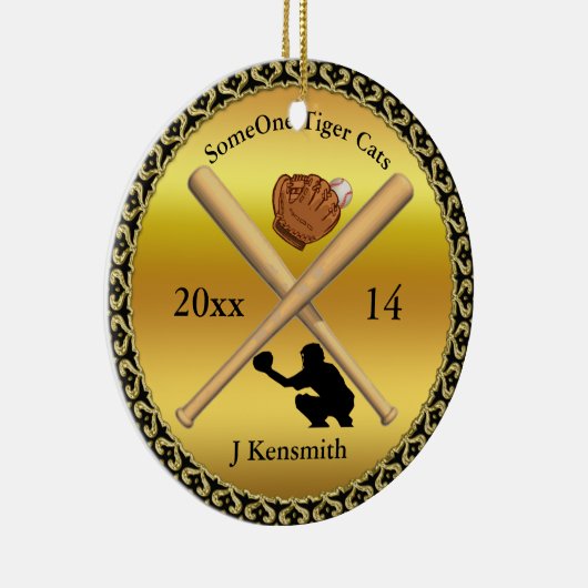 Design der personalisierten Baseball Champions Lea Keramik Ornament (Rechts)