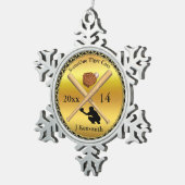 Design der personalisierten Baseball Champions Lea Schneeflocken Zinn-Ornament (Rechts)