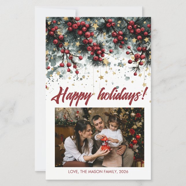 Design der personalisierten Happy Holidays Card (Vorderseite)