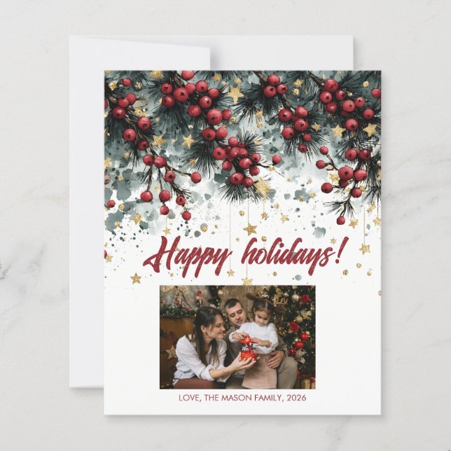 Design der personalisierten Happy Holidays Card (Vorderseite)
