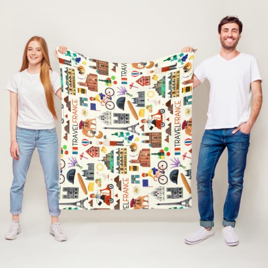 Design der Reisesymbole in Frankreich Fleecedecke (Beispiel)