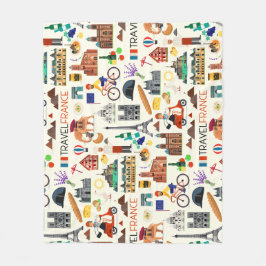 Design der Reisesymbole in Frankreich Fleecedecke