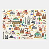 Design der Reisesymbole in Frankreich Geschenkpapier Set (Vorderseite)
