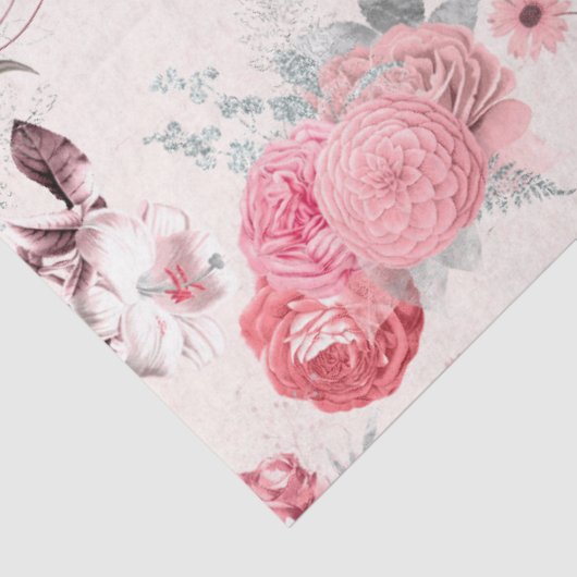 Design der rosa Blumenreihe 9 Seidenpapier (Ausschnitt)