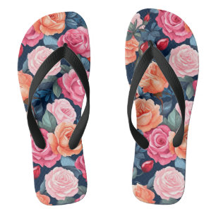 Design der rosa orangefarbenen Rose Badesandalen