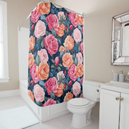 Design der rosa orangefarbenen Rose Duschvorhang