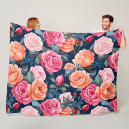 Design der rosa orangefarbenen Rose Fleecedecke