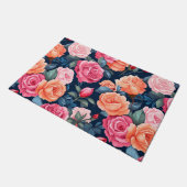 Design der rosa orangefarbenen Rose Fußmatte (Schrägansicht)