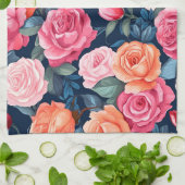 Design der rosa orangefarbenen Rose Geschirrtuch (Gefaltet)