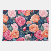 Design der rosa orangefarbenen Rose Geschirrtuch (Horizontal)